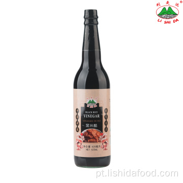 Garrafa de vidro de 625 ml de vinagre de arroz preto